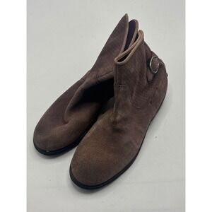Treasure&bond Brown Suede Perforated Buckle Ankle Boots Women's Size 3